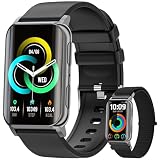 Fitness Tracker, 1.57" Smart Watch for Women Men, 10mm Ultra-Thin Fitness Watch with 2 Interchangeable Bands/Answer/Make Calls/120 Sports Modes/IP68 Waterproof, fits for Android iOS Devices, Black
