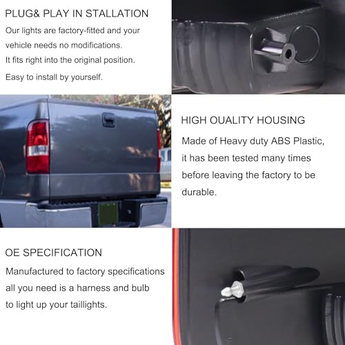 Image of Tail Light Assembly Compatible with Ford F-150 F150 2004 2005 2006 2007 2008 Driver and Passenger Side Rear Brake Light Housing Replace FO2800182, FO2801182, 5L3Z-13405-CA, 5L3Z-13404-CA