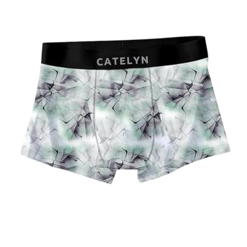 Image of CATELYN Printed Men's Extra Thin Elastic Ice Silk Underwear - Long, Comfortable, Breathable Boxer Brief Trunks, Smooth Fabric (Pack of 3)