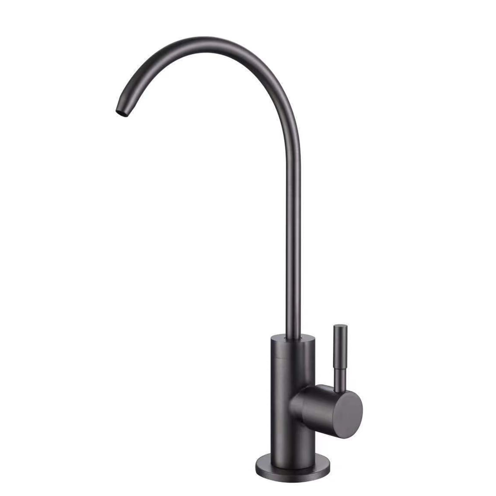 Faucet Kitchen Sink Tap with Filter Swan Neck Design Rotatable Single Handle Brushed Finish Pure Water Faucet (Grey A)