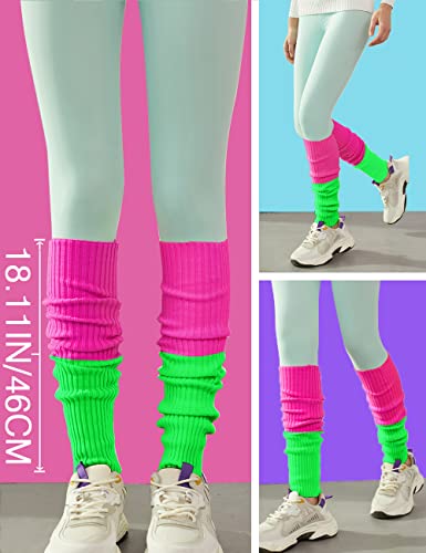 Image of v28 Neon Leg Warmers Set for women Headband Sweatbands Wristbands 80s 90s Pink Running Fanny 80's Plus Size Costumes Pack