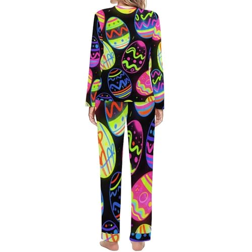 Image of Womens Pajamas Sets 2 Piece Long Sleeve Lounge Set Loose Pants Pj Sets Loungewear with Pockets