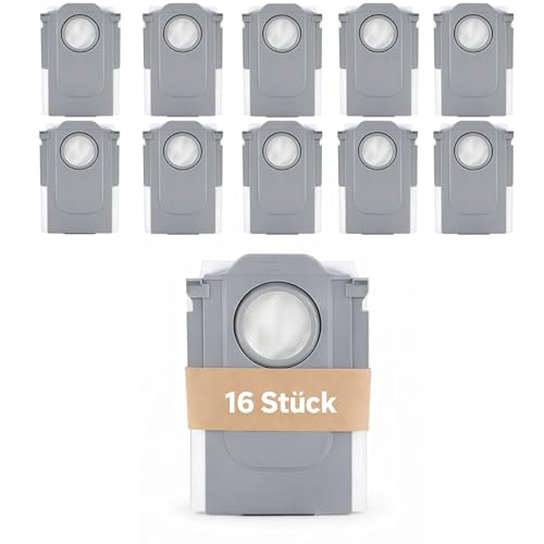 16 Stück Staubbeutel passend für Roborock Saros 10/10R/Z70 Qrevo/Qrevo S/Pro/MaxV/Master/Slim/Plus/Curv/Edge S8 MaxV Ultra/S8 Max Ultra 3 5L Staubsaugerbeutel 16er Vorratspack
