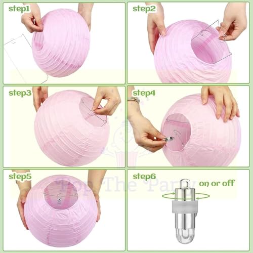 Image of Pop the Party Round Hanging Ball Paper Lantern Paper Lamp | Light Lamp | Decoration at Balcony Outdoor, Party Birthday, Multicolor Paper Hanging Lantern | (12inch, Mix Colour) - Pack of 5