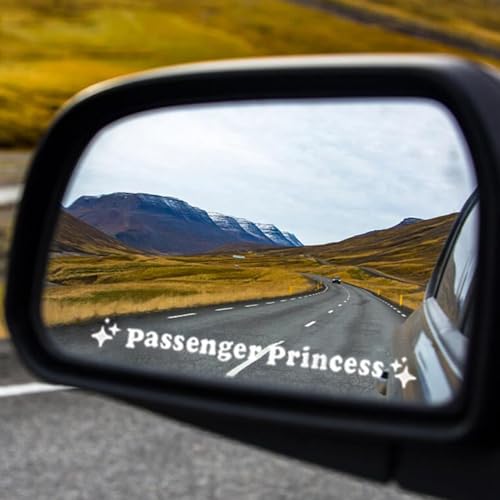 Image of BoAn 3 Pack Passenger Princess Stickers,Rearview Mirror Decal, Vinyl Decal,Car Mirror Decal,Cute Car Sticker(White)