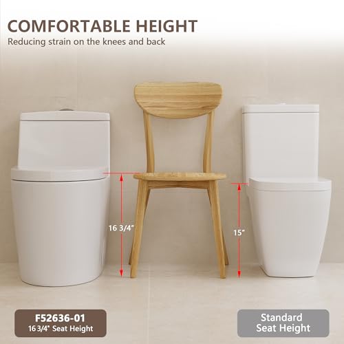 Deer Valley Elongated One Piece Toilet with Soft Close Seat, Dual Flush (1.1/1.6GPF) High-Efficiency Modern Bathroom Toilet Bowl with 17" Comfortable ADA Seat Height, 12" Rough-In, White, F52636-01