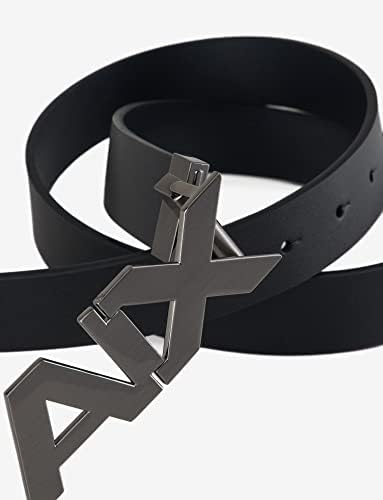 Armani Exchange Men's Leather Wide Logo Belt Buckle