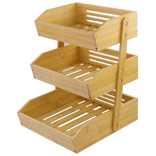 mobzio Fruit Basket for Kitchen Counter, 3 Tier Fruit Stand,