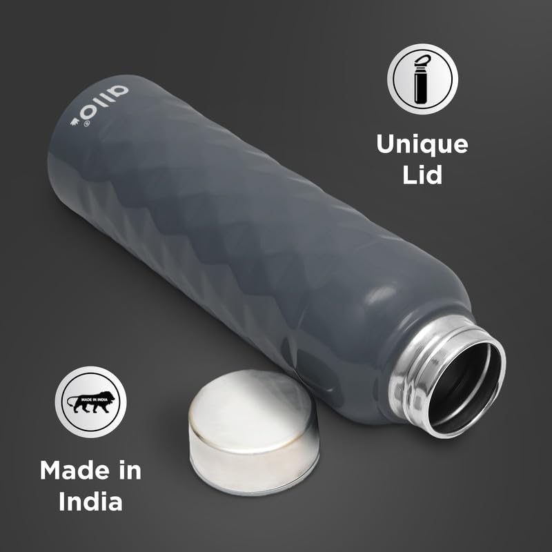 Image of Allo Stainless Steel Water Bottle For Adults, Kids 1 Litre Water Bottles For School, Office, Sports, Gym 1L Water Bottle For Men And Women, Pack Of 2| Leak Proof, Bpa Free, Black & Dark Grey Diamond