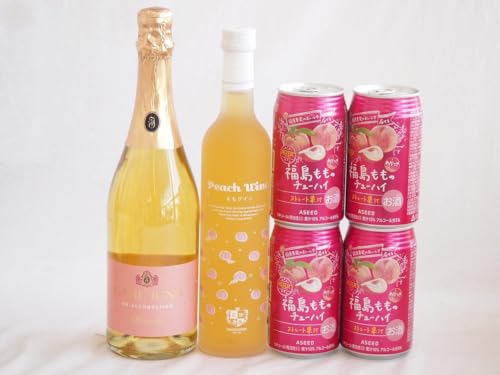 桃の果実感6本セット(高畠ももワイン7度(山形県) カールユング ピーチ ノンアルコールスパークリング(ドイツ) アシードブリュー 福島もものチューハイ缶5度(栃木県)) 500ml×1本 750ml×1本 350ml×4本