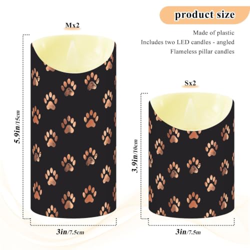 Velas LED sin llama en oro rosa y negro con acabado artístico de pata de gato en cera natural 4
