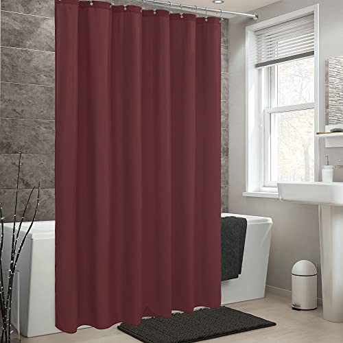 Image of ALYVIA SPRING Waterproof Fabric Shower Curtain or Liner Burgundy Red, 72x72 | 3 Magnets, Soft Cloth & Hotel Quality, Machine Washable, Light-Weight, Standard Size