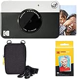 Kodak Printomatic Instant Camera (Black) Basic Bundle + Zink Paper (20 Sheets) + Deluxe Case
