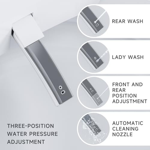 Aidoflo Intelligente Wandtoilette – Einteiliges verlängertes WC mit beheiztem Sitz, automatischer Spülung, warmem Wasser und Warmlufttrockner,LED-Anzeige,Fußsensor-Bedienung, Fernbedienung,AI-SMART-X
