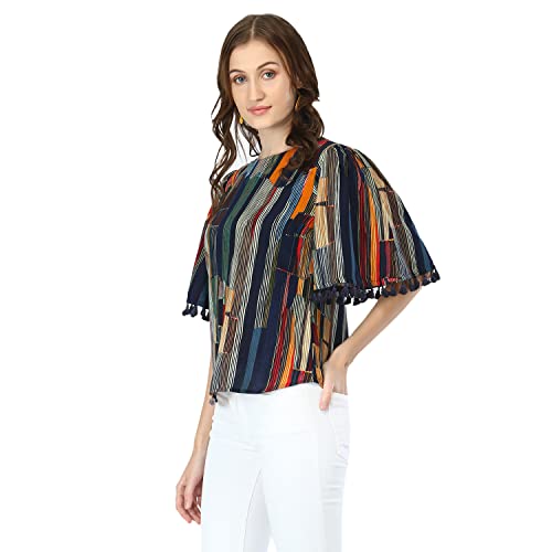 Image of DHRUVI Trendz Women's Rayon Block Print Regular Fit Top