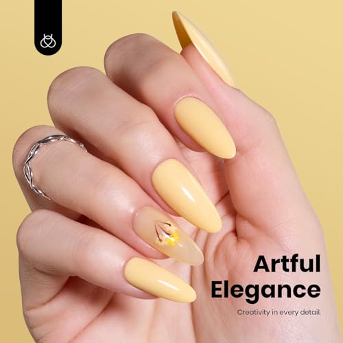 Image of Beetles Pastel Yellow Gel Polish, 15ML Hema Free Light Yellow Gel Nail Polish Butter Time All Season Nails Soak Off UV Colorful Bottle Nail Art Manicure Gift for Women