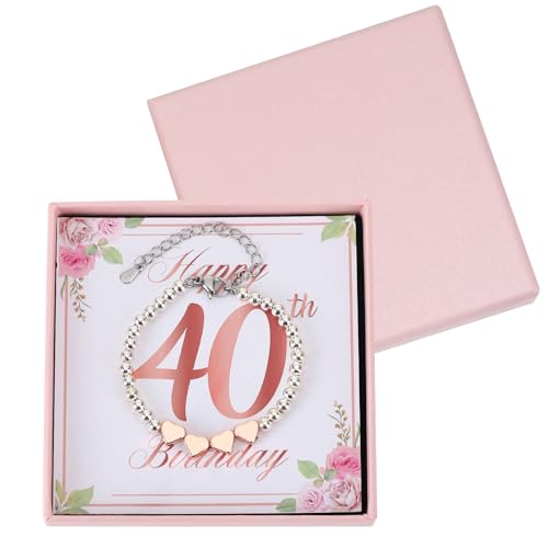 ViEinkaufen 40th Birthday Gifts for Women,Adjustable Bracelet with Present Box Card Present for 40 Year Old Women,40th Birthday Gifts for Mum Auntie Daughter Sisters Best Friend