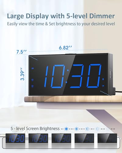 Roxicosly RO-CR1001EM-BLUE Loud Alarm Clock With Bed Shaker thumb #3