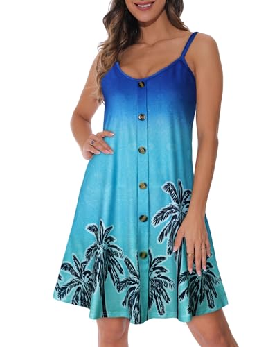 Image of JOELLYUS Summer Dresses for Women Spaghetti Strap Button Down Casual Sundress Beach Cover Up Dress with Pockets 2026