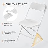 VINGLI 12 Pack White Plastic Folding Chair, Indoor Outdoor Portable Stackable Commercial Seat with Steel Frame 350lb. Capacity for Events Office Wedding Party Picnic Kitchen Dining - Image 4
