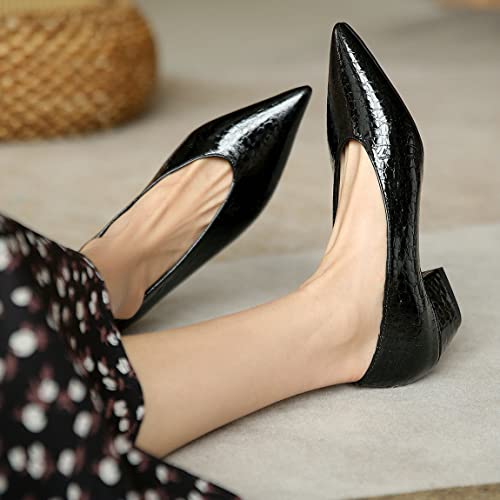 Trendenzy Womens Pointed Toe Low Heel Pumps Chunky Slip On Dress Shoes4