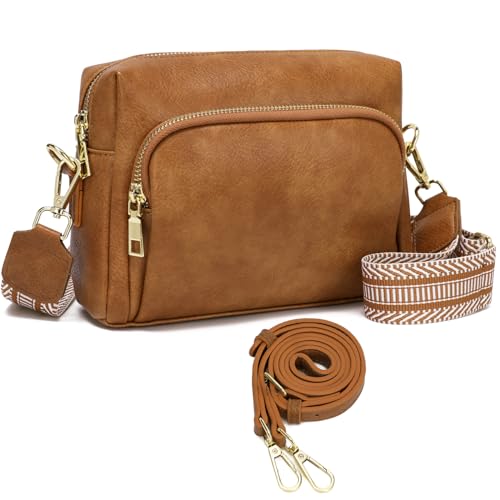 Small Crossbody Purses for Women, Vegan Leather Travel Crossbody Bags, Shoulder Handbags with Guitar Strap and Leather Strap