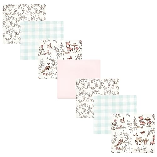 Image of Hudson Baby Unisex Baby Cotton Poly Flannel Receiving Blankets Bundle, Girl Woodland Pals, One Size