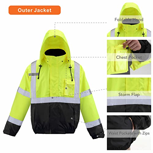 Caparazon Three-In-One High Visibility Reflective Winter Bomber Jacket #TOP3