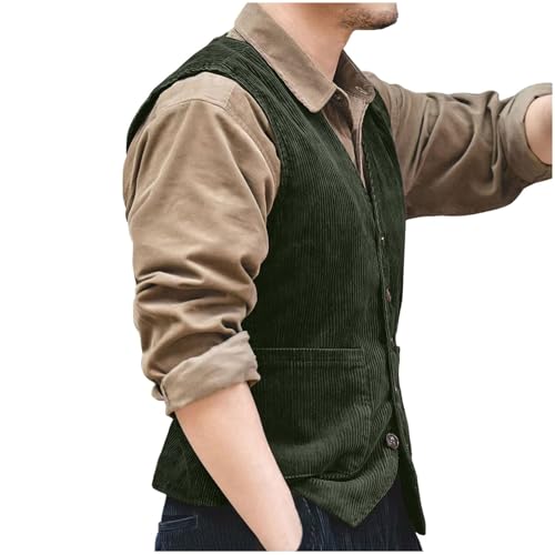 Vekewsap Chaleco tradicional de pana para hombre, estilo vintage, sin mangas, traje regional Oktoberfest, tallas grandes, con pañuelo para boda, traje regional para hombre, GN1, XL