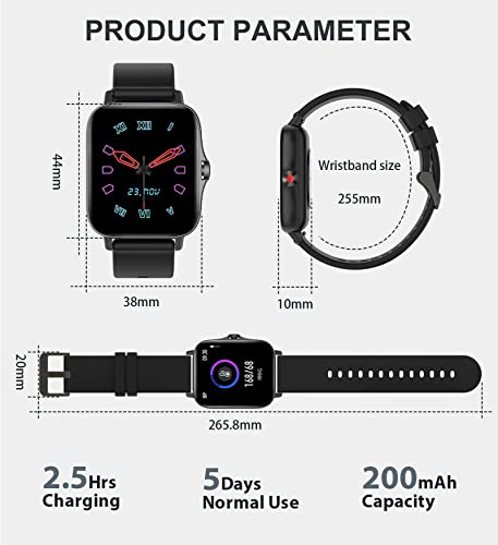 Smart Watch For Men Women(Call Receive/Dial), Iaret Fitness Tracker 1.7" Full Touch Screen Smartwatch For Android Ios Phones Waterproof Activity Trackers With Heart Rate Sleep Monitor Pedometer, Black #TOP6