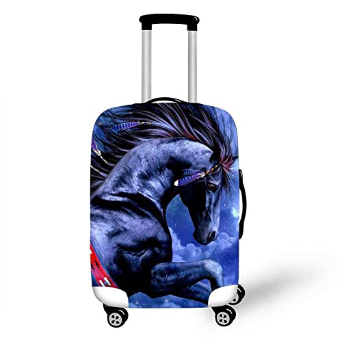 Luggage Cover - Housse De Valise De Cheval Bleu Mode Pour Femmes Voyage De Loisirs Pliable Housse Élastique Anti-Poussière Running Horse Housse De Bagage En Cuir Pour Les Voyages De 18 À 32 Pouces Cover