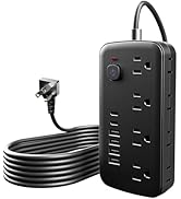 Versatile 14-in-1 Power Outlet with 8 AC Outlets and 6 USB Ports (4A and 2C) - Short Cord, Ideal ...