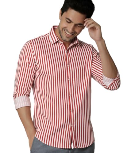 Image of U TURN Men's Casual Solid Stylish Formal Striped Plus Size Shirt for Men