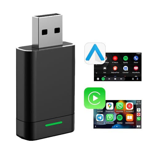 YNF Android Auto Wireless Adapter & Wireless Carplay Adapter, USB + Type-C Dual Interface, 2 in 1 Auto Car Play Wireless Dongle for OEM Wired Carplay Android Auto Car with iPhone iOS 10+ / Android 11+