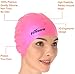 Swim Cap, Firesara Original Updated Swimming Cap 3D Ergonomic Design Comfortable Durable Ear Protection for Women Kids Adults Men Boys Girls for Long or Short Hair with Nose Clip and Ear Plugs (Pink)