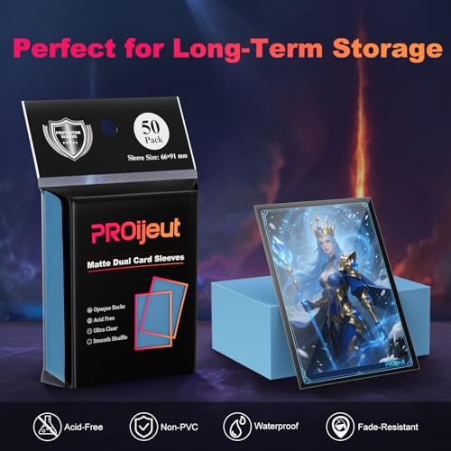 Image of 200 Pack Card Sleeves, Matte Dual Trading Card Sleeves with Opaque Back & Smooth Shuffle, Tear Resistant Card Protectors for MTG, TCG (Lagoon Blue)