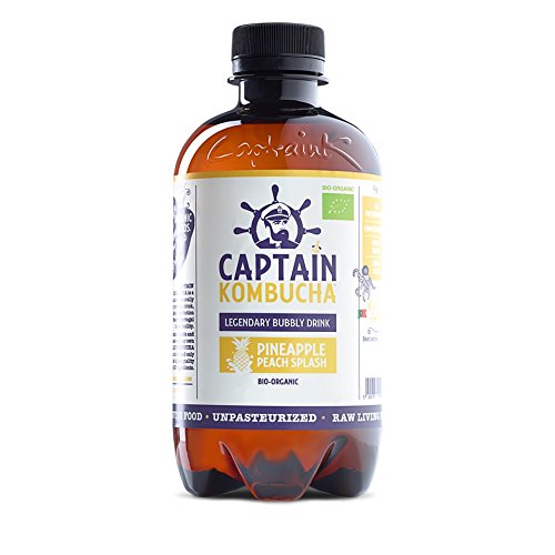 Captain Kombucha Pineapple Peach Splash, Té de burbuja - 12 de 400 ml. (Total 4800 ml.)