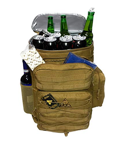 Cooler Backpack, Tactical, Insulated. Heavy Duty, Extra Large For Hiking, Camping, Day Trips, Beach. Bonus, Credit Card Multi Tool Included (Khaki) #TOP5