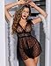 Avidlove Sexy Lingerie for Women Sheer Mesh Babydoll Lingerie Lace Chemise V Neck Sleepwear Sexy Nighty Black Small