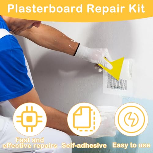 TAIHOBO Wand Reparatur Patch, 8 Stück 2/4/6 Zoll Aluminium Wandreparatur Patch Selbstklebendes, Trockenbau Reparatur Patch Reparaturset mit Schleifpapier und Schaber, für Reparatur Rissen Löchern