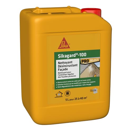 SIKA - Nettoyant de façade - Sikagard 100 - Désincrustant - Multisupports -Idéal contre les traces noires, vertes et rouges - Sans rinçage - Prêt à...