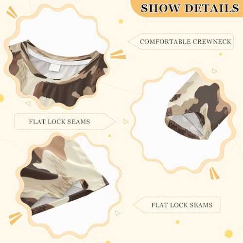 Camouflage Print Brown Boys Rash Guard Long Sleeve UPF 50+ Boys Swim Shirt Quick Dry Shirt for 3-12 Years3