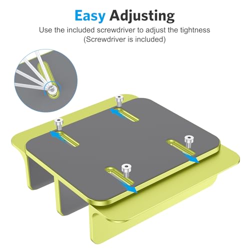 Image of OMOTON Vertical Laptop Stand [Updated Double Version], Desktop Aluminum Mac Book Stand with Adjustable Dock Size, Fits All Mac Book, Surface, Chrome Book and Gaming Laptops (Up to 17.3 inch), (Citron)