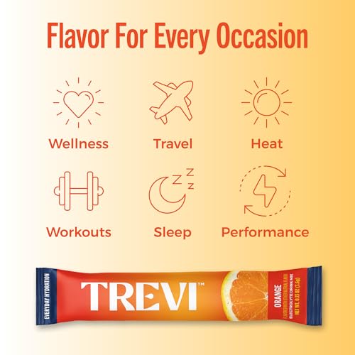 Image of TREVI Electrolytes Powder Packets, Sugar Free Hydration, Orange 20 Pack
