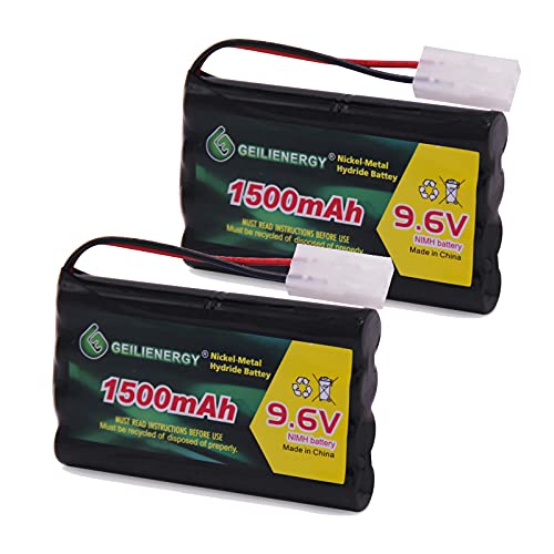 BAOBIAN 9.6V 1500mAh NiMH High Capacity Rechargeable RC Battery with Standard Tamiya Connector for RC Car Boats Robots and OTC Genisys 239180 & EVO Scan Scanner(2 Pack)