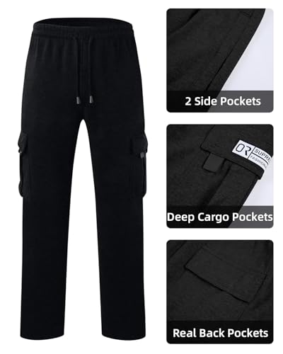 Men's Cargo Sweatpants Open Bottom Fleece Hiking Jogger Cargo Sweatpants for Men with Pockets3