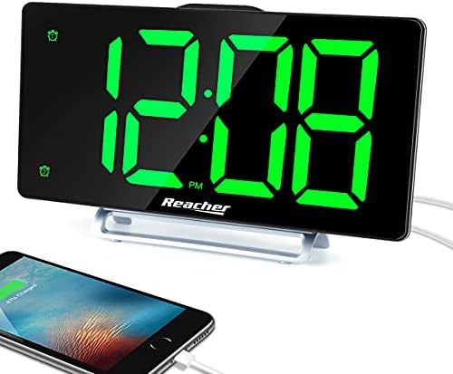Large Alarm Clock 9" LED Digital Display Dual Alarm with USB Charger Port 0-100 Dimmer for Seniors Simple Bedside Big Number Alarm Clocks for Bedrooms