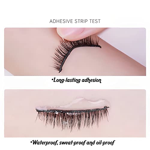 60 Pcs Self Adhesive Lash Strips For Fake Eyelashes & Self Adhesive Eyelashes,Reuse,3.6Cm With 1 Tweezer,No Glue, Lasting Stickiness #TOP1