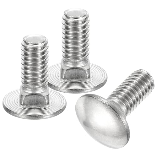 Image of uxcell 5 /16-18x3 /4 Carriage Bolt, 10pcs Round Head Square Neck Screws, 304 Stainless Steel, Fully Threaded, Silver