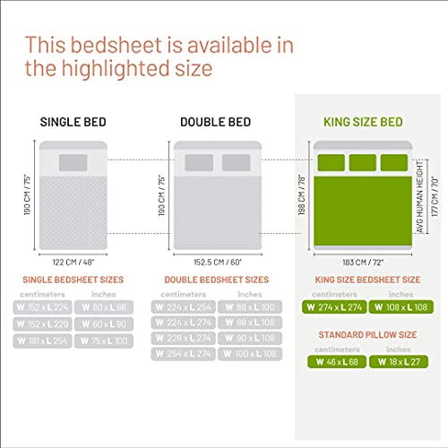 Image of DDECOR - Solids 210TC 100% Cotton Double Bedsheet with 2 Pillow Covers, King Size, Aqua